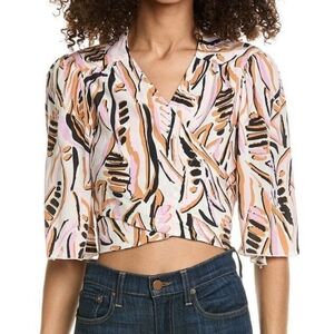 Ba&sh Abstract Print Wrap Tie-Back Top Size Large